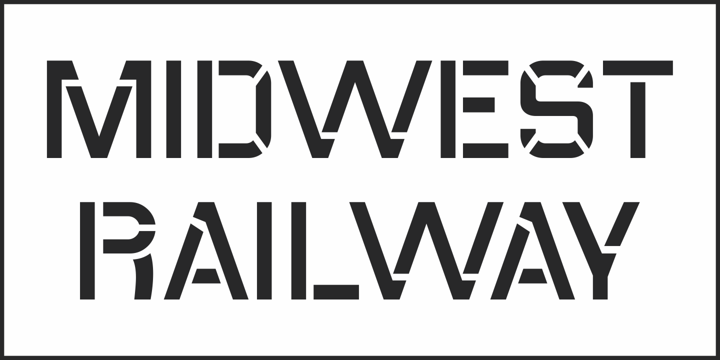 Beispiel einer Midwest Railway JNL Oblique-Schriftart